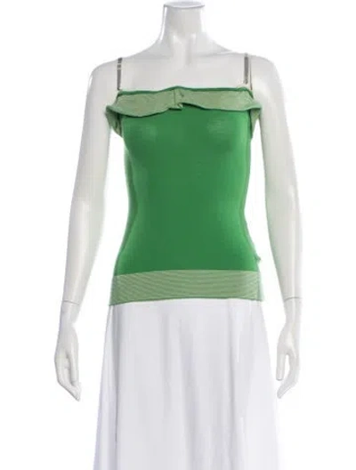 Pre-owned D&g 2000's Strapless Top In Green