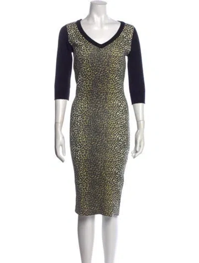 Pre-owned D&g Animal Print Midi Length Dress In Neutral