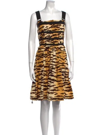 Pre-owned D&g Animal Print Mini Dress In Black/brown