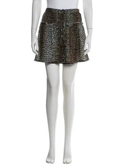 Pre-owned D&g Animal Print Mini Skirt In Brown