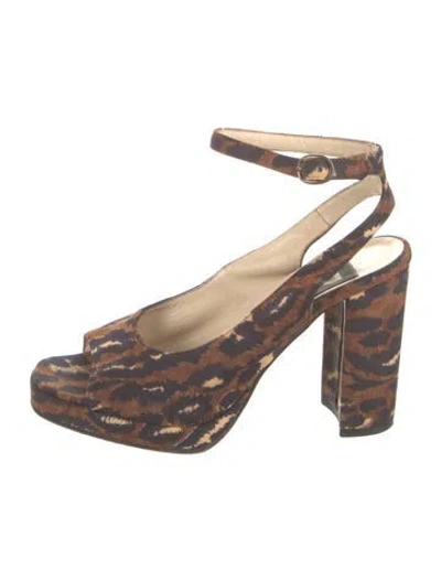 Pre-owned D&g Animal Print Slingback Sandals In Brown