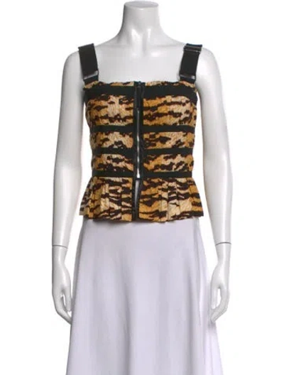 Pre-owned D&g Animal Print Square Neckline Top In Multicolor