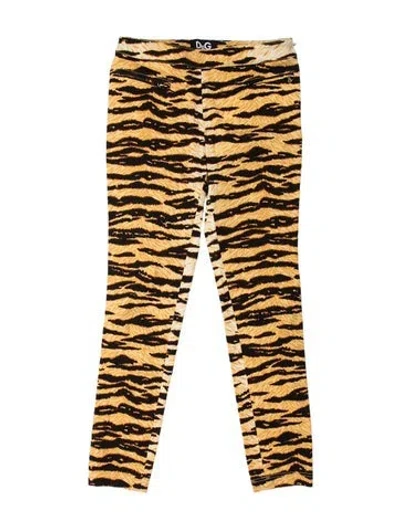 Pre-owned D&g Animal Print Straight Leg Pants In Yellow