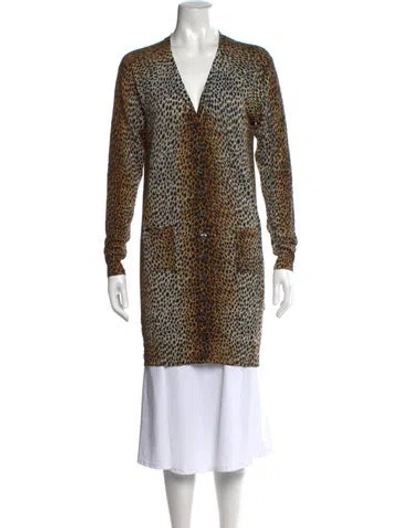 Pre-owned D&g Animal Print V-neck Sweater In Neutrals