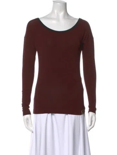 Pre-owned D&g Bateau Neckline Long Sleeve Top In Brown