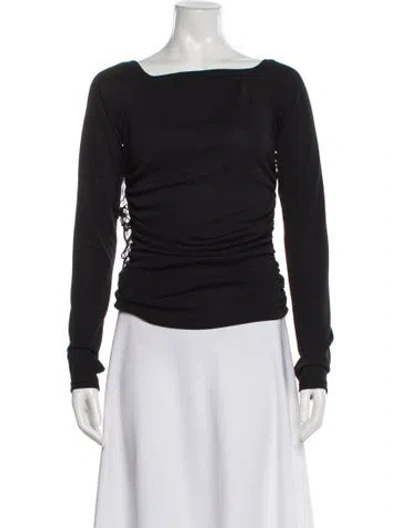 Pre-owned D&g Bateau Neckline Long Sleeve Top In Gray