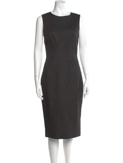 Pre-owned D&g Bateau Neckline Midi Length Dress In Black