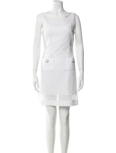 Pre-owned D&g Bateau Neckline Mini Dress In White