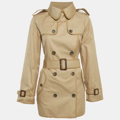 Pre-owned D & G Beige Gabardine Belted Short Coat S In Sand