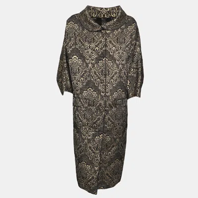 Pre-owned D & G Black & Gold Brocade Oversized Coat S