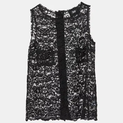 Pre-owned D & G Black Lace Sleeveless Top M