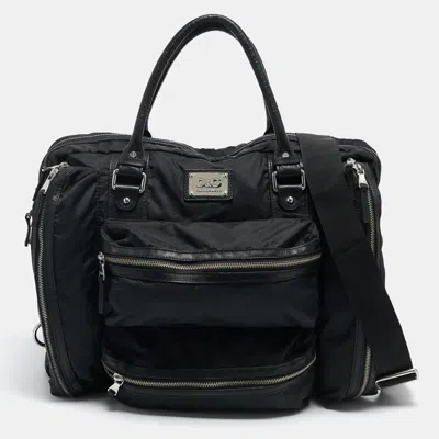 Pre-owned D & G Black Nylon Zipped Details Weekender Bag