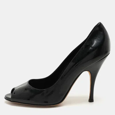 D & G Black Patent Leather Peep Toe Pumps Size 39