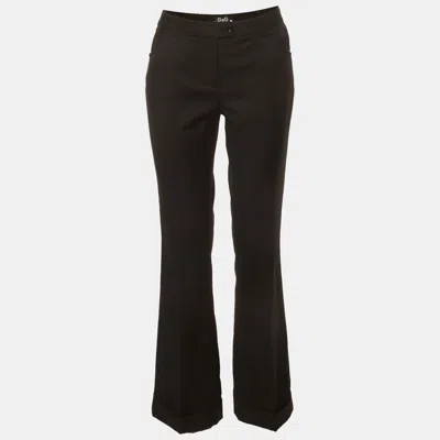 Pre-owned D & G Black Pin Striped Jacquard Wool Blend Formal Trousers M