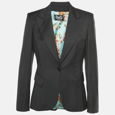 Pre-owned D & G Black Pinstripe Wool Blend Regular Fit Blazer M