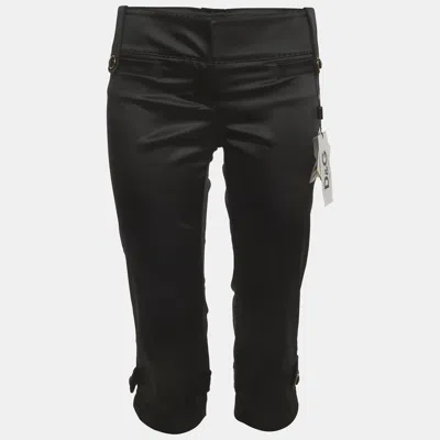 Pre-owned D & G Black Satin Capri Low Rise Trousers M