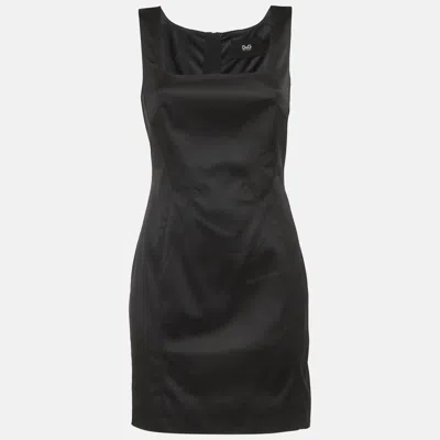Pre-owned D & G Black Satin Sheath Dress M