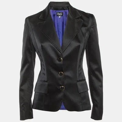 Pre-owned D & G Black Satin Single Breasted Blazer S
