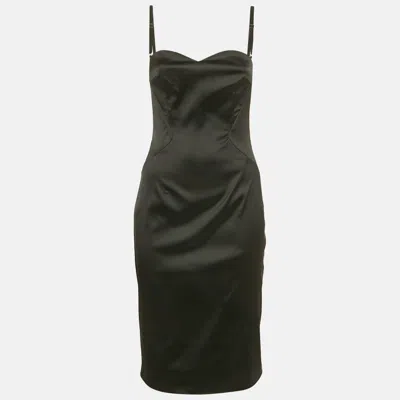 Pre-owned D & G Black Satin Strappy Sheath Dress M