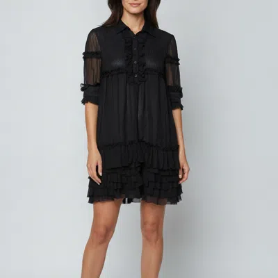 Pre-owned D & G Black Silk Chiffon Ruffled Mini Dress M