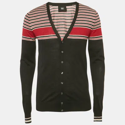 Pre-owned D & G Black Striped Cashmere Cardigan M