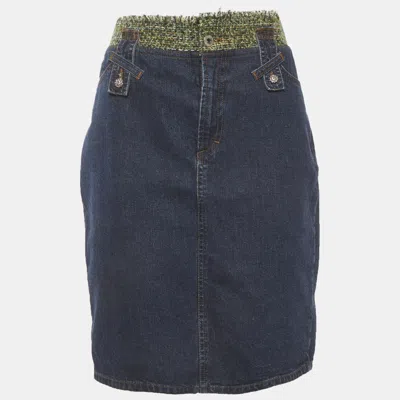 Pre-owned D & G Blue Denim And Tweed Hight Waist Pencil Skirt L