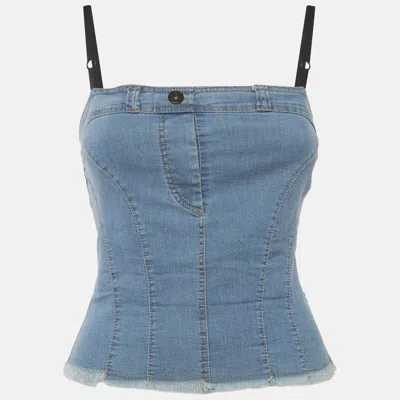 Pre-owned D & G Blue Denim Back Open Tube Top Xs