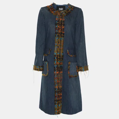 Pre-owned D & G Blue Multicolor Denim And Wool Long Sleeve Dress S