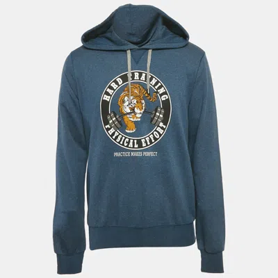 D & G Blue Tiger Print Cotton Hoodie L