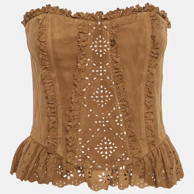 Pre-owned D & G Brown Suede Corset Top S
