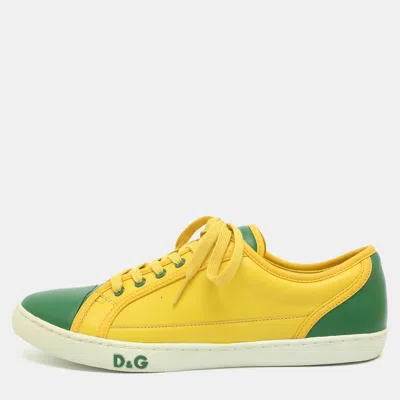 Pre-owned D & G Butterfly Size 41 Yellow/green Coated Fabric And Leather Low Top Sneakers