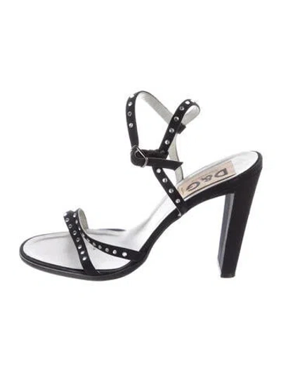 Pre-owned D&g Canvas Sandals In Black