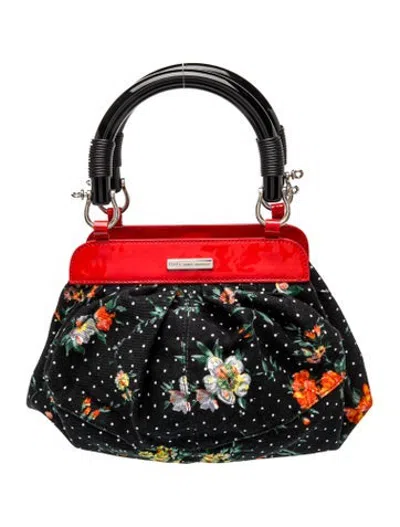 Pre-owned D&g Canvas Top Handle Bag In Black/red