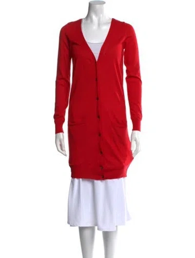 Pre-owned D&g Cashmere V-neck Sweater In Red