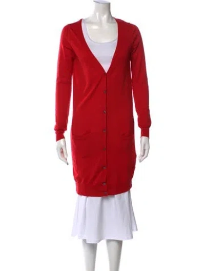 Pre-owned D&g Cashmere V-neck Sweater In Red