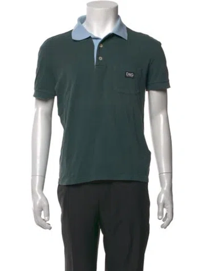 Pre-owned D&g Collar Short Sleeve Polo Shirt In Green