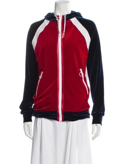 Pre-owned D&g Colorblock Pattern Bomber Jacket In Red
