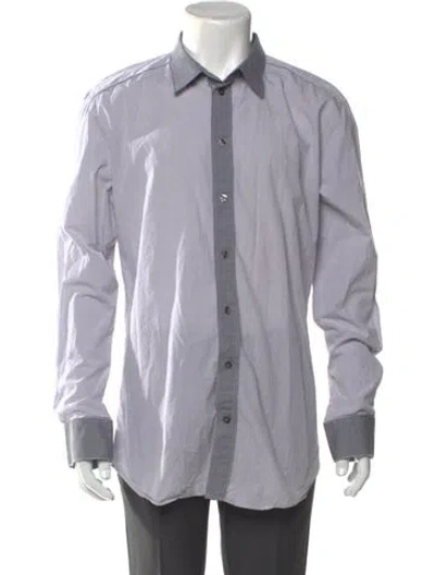 Pre-owned D&g Colorblock Pattern Long Sleeve Dress Shirt In Blue