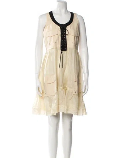Pre-owned D&g Colorblock Pattern Mini Dress In Neutral