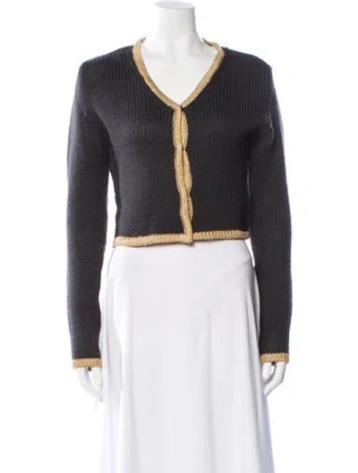 Pre-owned D&g Colorblock Pattern V-neck Sweater In Black