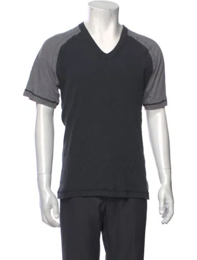 Pre-owned D&g Colorblock Pattern V-neck T-shirt In Grey