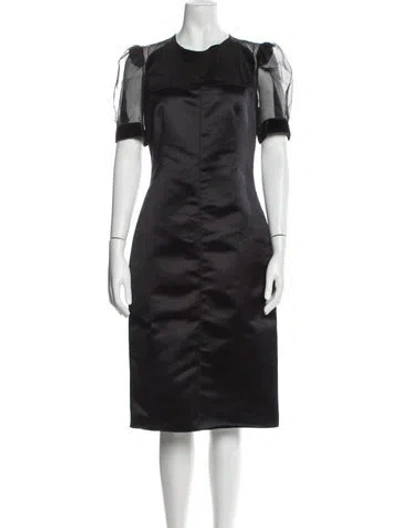 Pre-owned D&g Crew Neck Midi Length Dress In Black