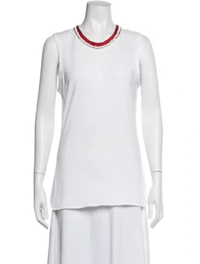 Pre-owned D&g Crew Neck Sleeveless Top In White