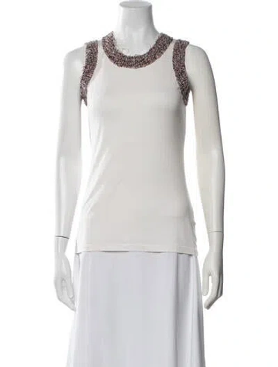 Pre-owned D&g Crew Neck Sleeveless Top In White