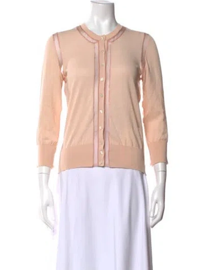 Pre-owned D&g Crew Neck Three-quarter Sleeve Top In Pink