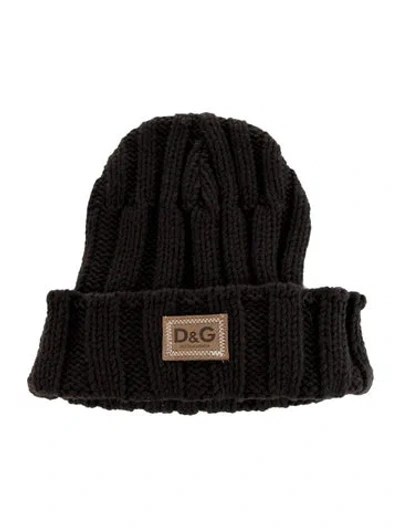 Pre-owned D&g Crocheted Wool Beanie In Brown