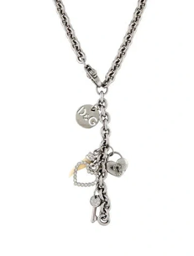 Pre-owned D&g Crystal & Resin Charm Link Lavalier Necklace, 23.75", 23.75" In Multi