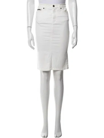 Pre-owned D&g Crystal Embellishments Knee-length Skirt In White