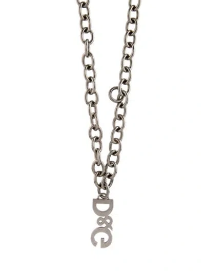 Pre-owned D&g Crystal Logo Lavalier Necklace, 16" In Multi