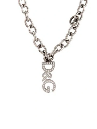 Pre-owned D&g Crystal Logo Lavalier Necklace, 16" In Multi